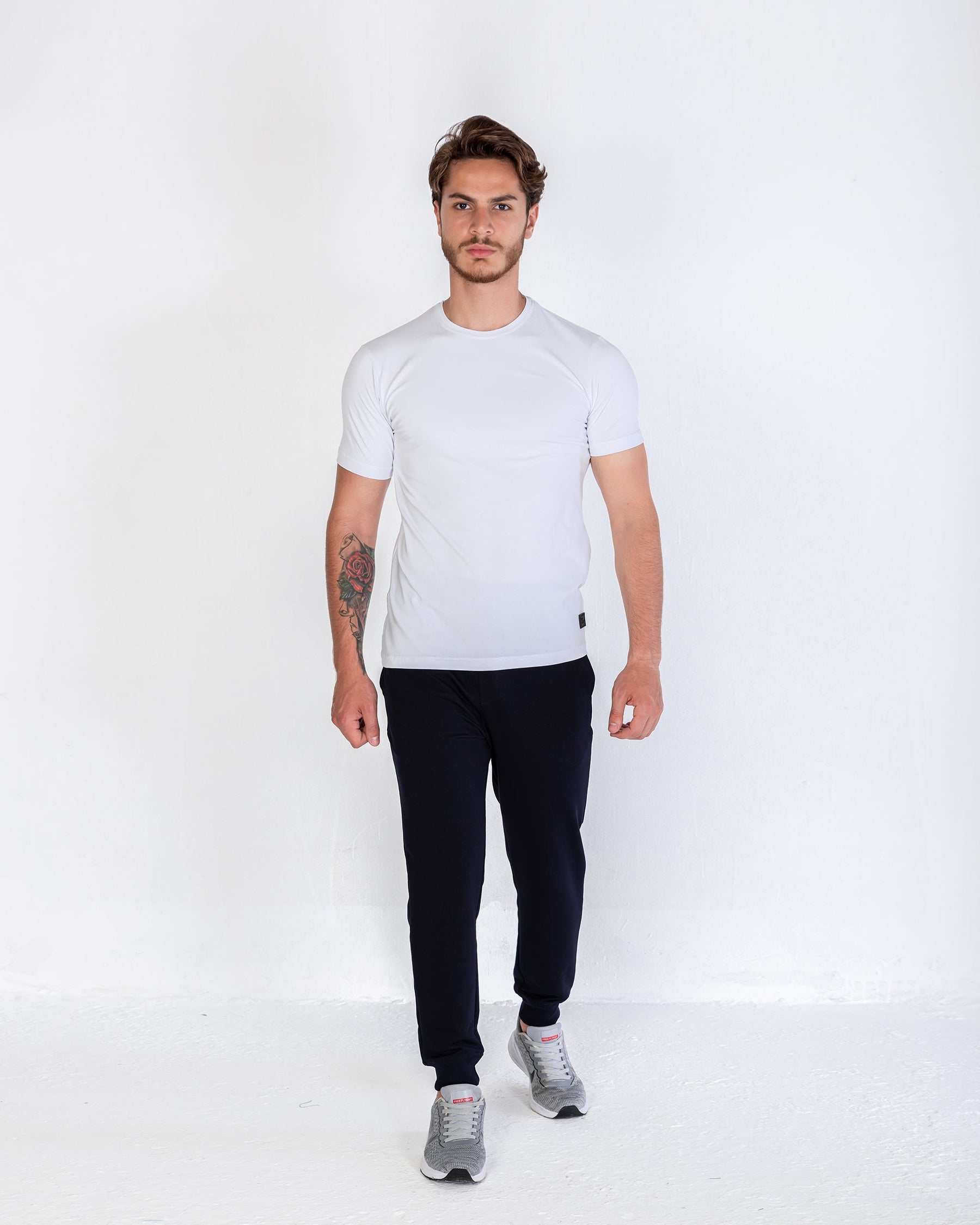 T-Shirt Cotton Lycra Round Neck Plain - White