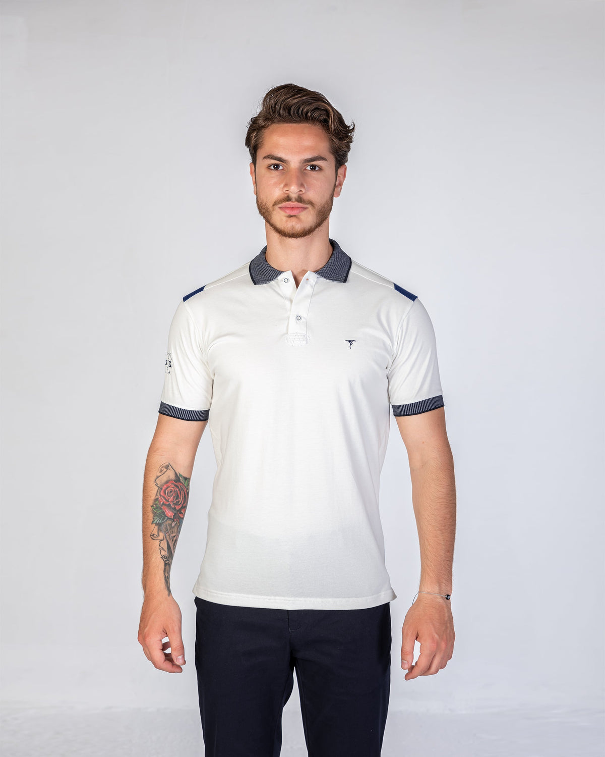 T-Shirt Polo Jakar Collar - White