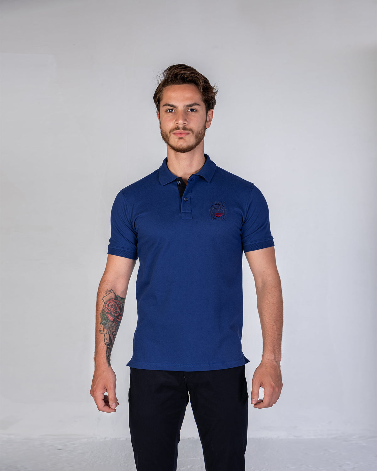 T-Shirt Polo Pique With Badge - Blue