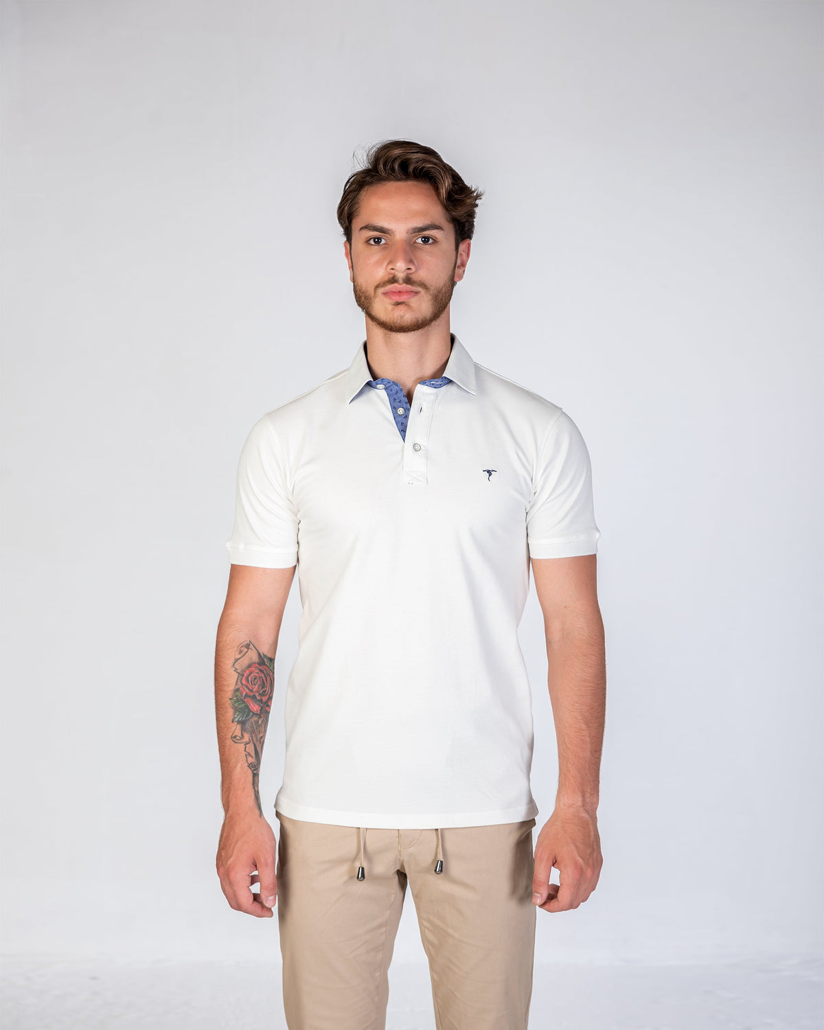 T-Shirt Polo Plain Garniture - White